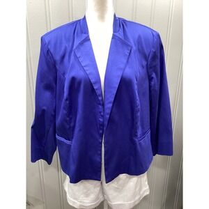 Ashley Stewart Royal Blue Peplum Blazer Jacket Size 18